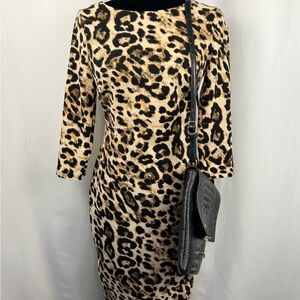 Premier Amour Leopard Print Bodycon Dress Size 6